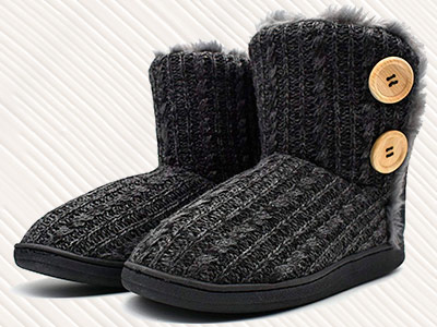 Zapatillas de casa de lana y lana chenille tejida, para mujer, botas para invierno, comoda, alta densidad memory foam