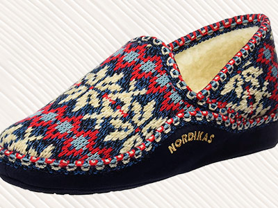 Zapatillas de estar por casa de lana natural para mujer Nordikas Classic. Suela de caucho, calentitas, comodas